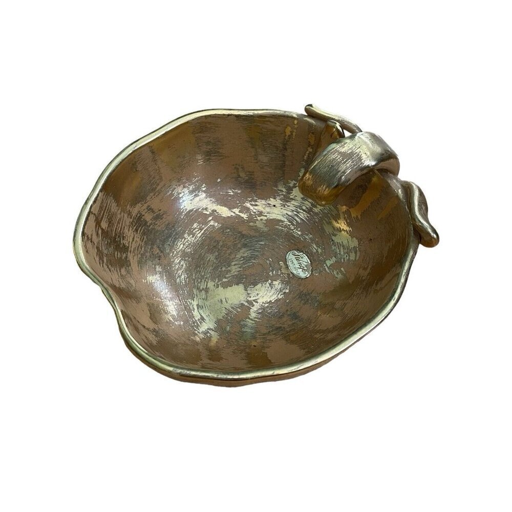Stangl Gold Hand Painted Apple Shaped Bowl 3785 Vintage Country Decor Candy Nuts